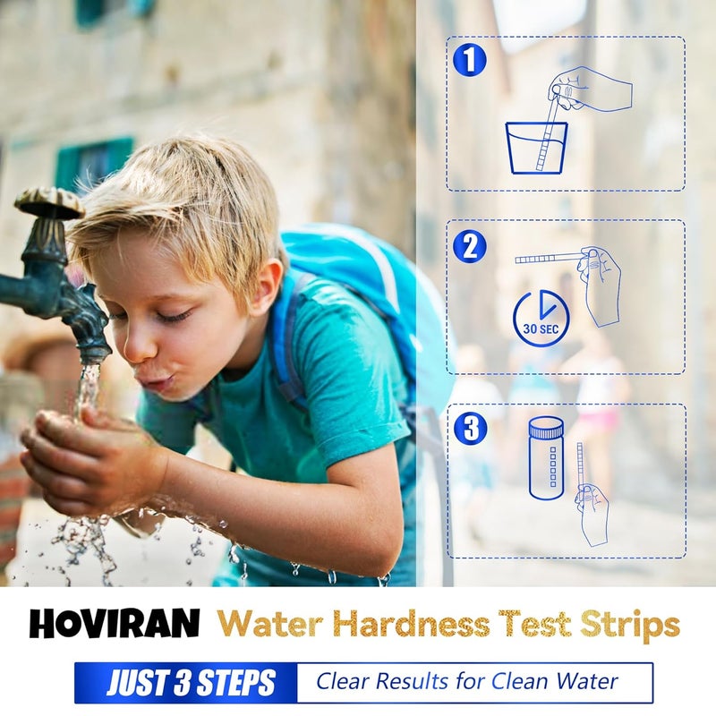 HOVIRAN Water Hardness Test Strips – 150 Strips | Instant Hard Water Testing Kit for Home, Aquarium, Pool, Spa | Fast & Reliable Results (0-425 ppm) - Image 3